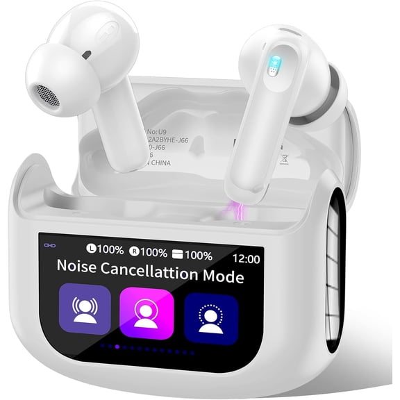 NEOYFC Earbuds, Bluetooth 5.4 Headphones Multi-Function Touch Screen with 5 EQ Modes, 48H Ear Buds Bass Stereo with ANC Noise Cancelling/Transparency Mode, IPX7 Bluetooth Earbuds, Pearl White