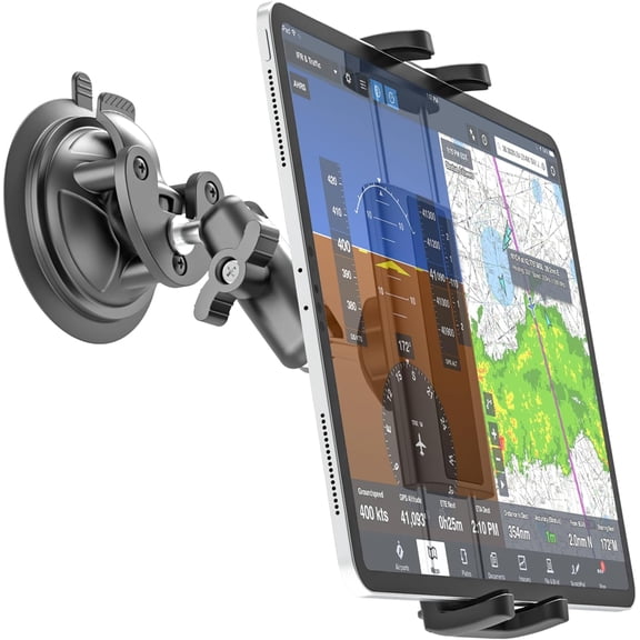 NEOYFC Heavy Duty Metal ProAviator Suction Cup Mount [Super Suction Cup], 360 Adjustable Metal Arm Tablet Holder for Pilots, General Aviation, Fit for 4-13'' iPad Pro/Air/Mini, iPhone, Galaxy