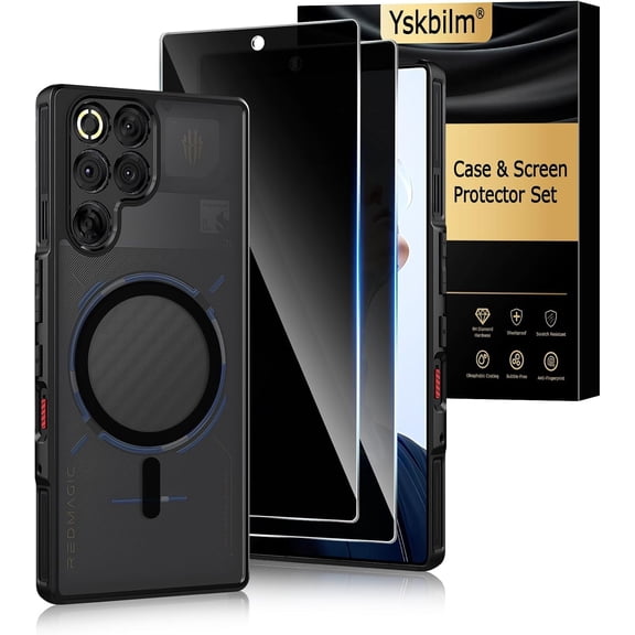 NEOYFC for Magnetic for Nubia Red Magic 11 Pro /11 Pro+Case, with 2X Privacy Screen Protector, Shockproof Slim Magnetic Phone Case for Red Magic 11 Pro/11Pro+,Black