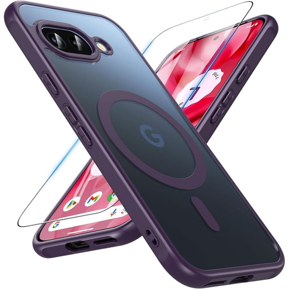 NEOYFC for  Magnetic for Pixel 9A Case [Compatible with MagSafe] Translucent Matte Shockproof Slim Fit Military Grade Drop Proof Protection Cover Phone Case for Pixel 9/Pixel 9A(Purple)