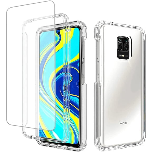 NEOYFC for  Redmi Note 9 Pro/Note 9 Pro Max/Note 9S/for Poco M2 Pro Case with Tempered Glass Screen Protector, Soft 360 Full Body Shockproof Crystal Clear Cover for Xiaomi Redmi Note 9S Clear