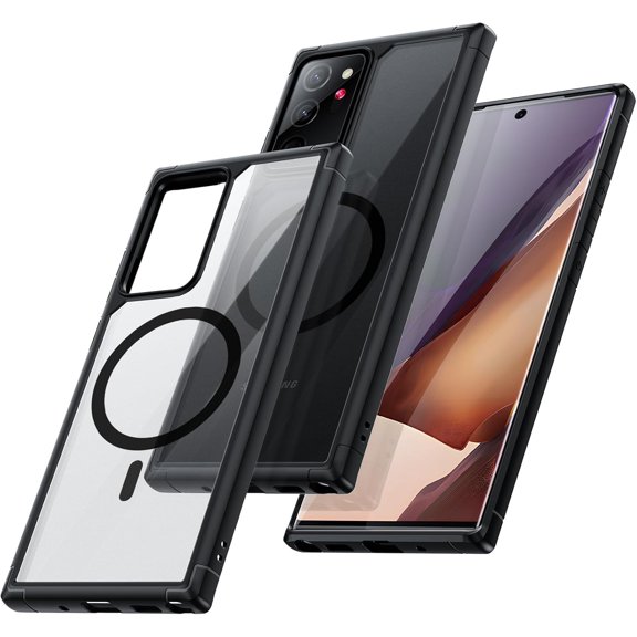 NEOYFC for Samsung Galaxy Note 20 Magnetic Case - [Compatible with Magsafe Accessory] Soft TPU Bumper + Clear Back Slim Shockproof Drop Protection - Translucent Black