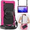 thumbnail image 1 of NEOYFC for Samsung Galaxy Tab A7 10.4-Inch 2020 SM-T500/T505/T507, Shockproof Protective Cover with Built-in Screen Protector + 360° Swivel Kickstand + Hand Strap + Shoulder Strap,Rose Red, 1 of 7