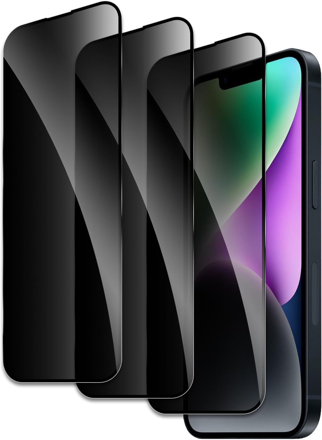 NEOYFC for Screen Protector for iPhone 14, Shatterproof Tempered Glass Accessories, Anti Spy Tempered Glass Film, Case Friendly Ultra Resistant 9H Hardness Anti-Glare HD Black -3 Pack