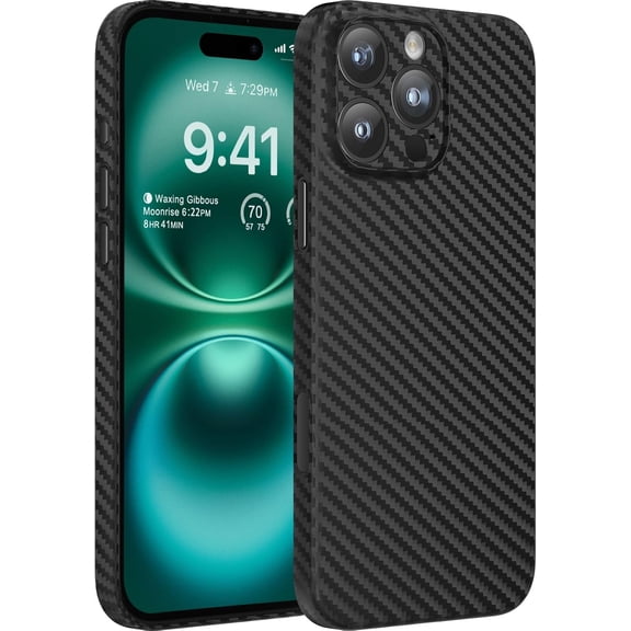NEOYFC for Thin Case for iPhone 16 Pro Max Carbon Fiber Pattern 0.3mm Matte Back Cover for iPhone 16 Pro Max Ultra Thin Case with Mnimalist Design and Scratch Resistant Black