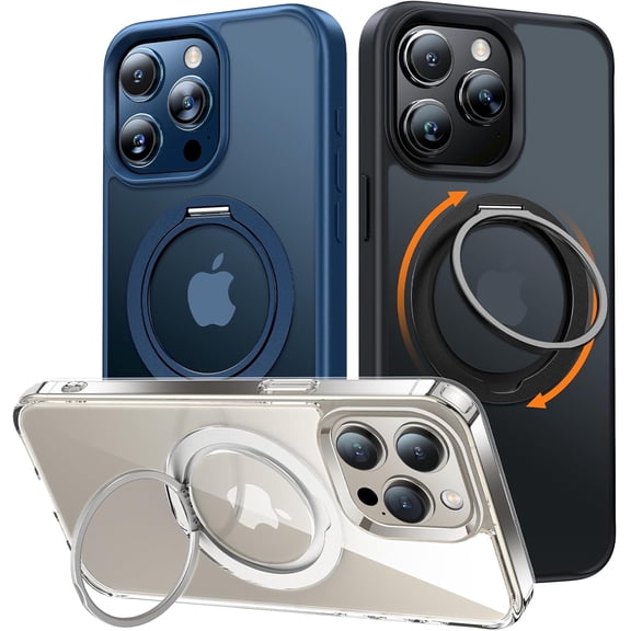 NEOYFC for Upgrade 360 Loop Stand Series for iPhone 15 Pro Case with Stand, [MagSafe Compatatible][Military-Grade Protection], Translucent Metal Ring Phone Case for iPhone 15 Pro 6.1''
