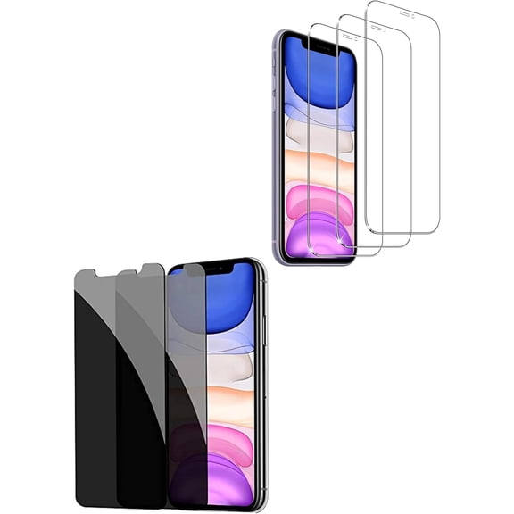 NEOYFC fo 3 Pack compatible for iPhone 11 Screen Protector, 2 Pack Privacy Screen Protector for iPhone 11/XR, Tempered Glass Military Grade Shatterproof Bubble Free Case Friendly