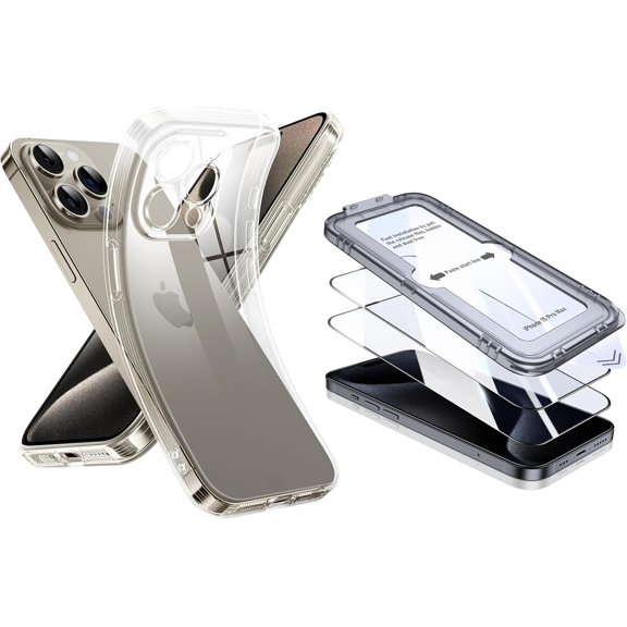NEOYFC for Crystal Clear Case & Screen Protector for iPhone 15 Pro Max, 6.7", Transparente