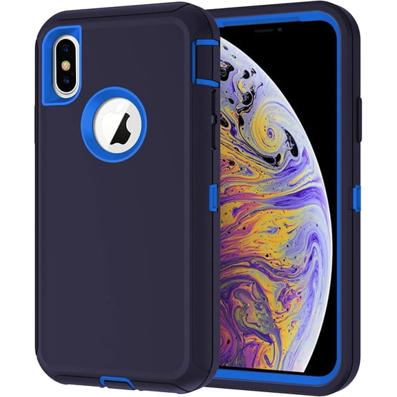 NEOYFC   for iPhone Xs Max Case Shockproof Dust/Drop Proof 3-Layer Full Body Protection [Without Screen Protector] Rugged Heavy Duty Cover Case for iPhone Xs Max 6.5-inch, Navy Blue