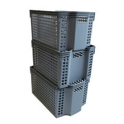 NEPA Market Stackable Turn-Around Storage Baskets 3 Pack - Pantry Baskets, Bins for Shelves, Organizer and Storage for Bathroom, Bedrooms, Kitchens and More - 10 3/4" X 7 1/2" X 5 3/4"