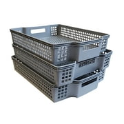 NEPA Market Stackable Turn-Around Storage Baskets 3 Pack - Pantry Baskets, Bins for Shelves, Organizer and Storage for Bathroom, Bedrooms, Kitchens and More - 15" x 11" x 2 1/2"