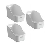 NEPA Market White Plastic Bins/Storage Organizers 3 Pack - Pantry Baskets, Bins for Shelves, Organizer and Storage for Bathroom, Bedrooms, Kitchens and More - Medium Size