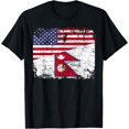 thumbnail image 1 of NEPALESE ROOTS | Half American Flag | NEPAL T-Shirt mens t shirt，black，women，funny，misfits，men，journey, 1 of 4