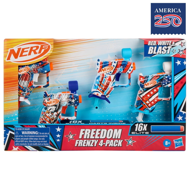 Nerf Elite Freedom Frenzy Red, White & Blue Blaster 4-Pack, 16