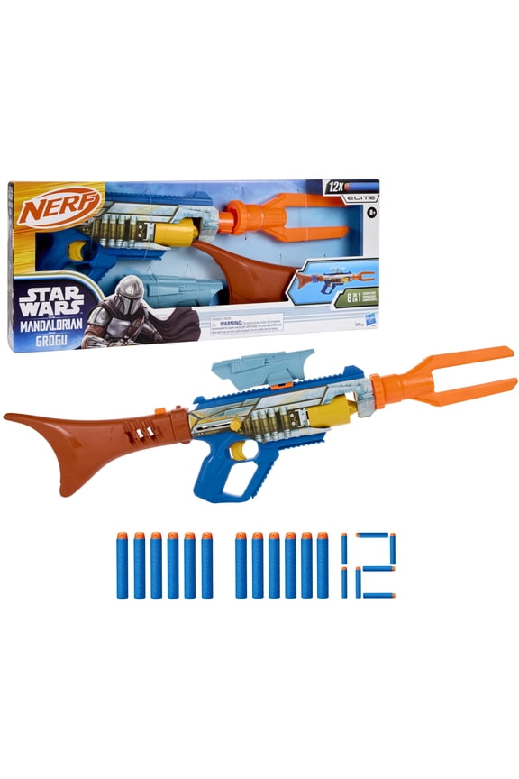 Star Wars The Mandalorian Blaster, 3 Attachments, Indoor and Outdoor, 12 Nerf Elite Darts, Birthday Gifts, Ages 8+