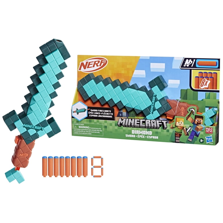 MINECRAFT DIAMOND SWORD ナーフ Nerf, Minecraft Sword Dart Blaster, Diamond Sword, 8 N1 Darts
