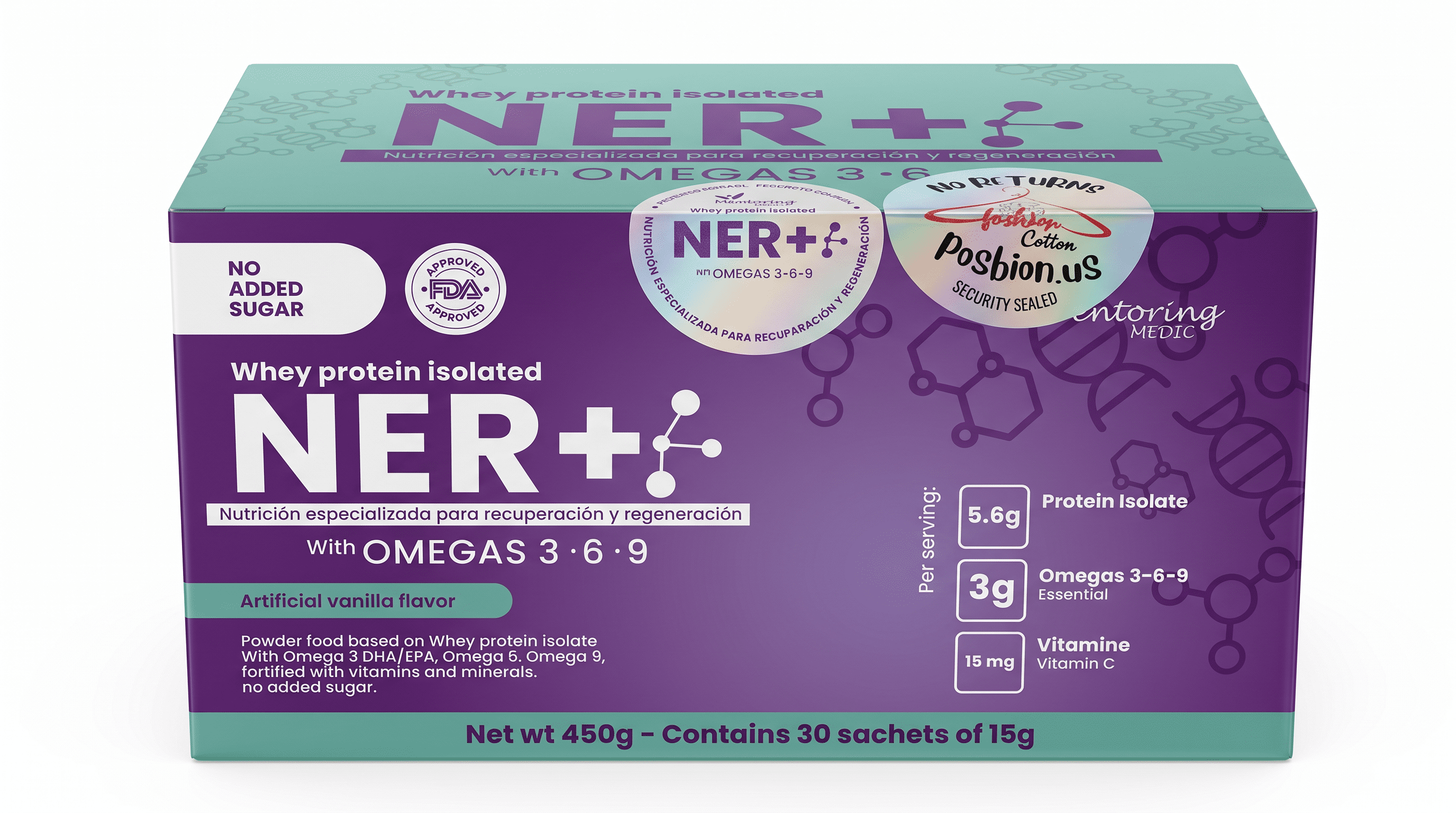NER+ PROTEIN ISOLATED WITH OMEGA 3, 6, 9 PROTEINA MEDICA
