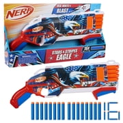 Nerf Elite Stars & Stripes Eagle Red, White & Blue Blaster, 16 Nerf Elite Foam Darts, 8+
