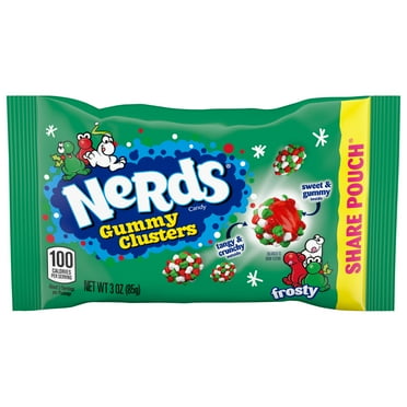 NERDS Frosty Gummy Clusters Share Pouch, Holiday Nerds, Red and Green Gummy Candies, 3oz