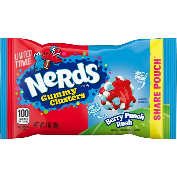 NERDS Gummy Clusters Candy, Berry Punch Rush, Crunchy and Gummy, 3 oz