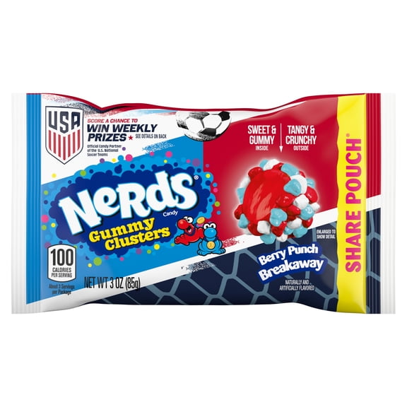 NERDS Gummy Clusters Candy, Berry Punch Breakaway, Summer Gummy Candy, 3 oz