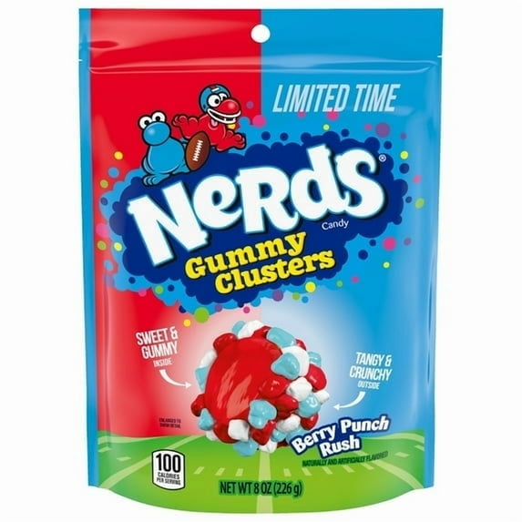 NERDS Gummy Clusters Candy, Berry Punch Rush, Crunchy and Gummy, 8 oz - 2pack
