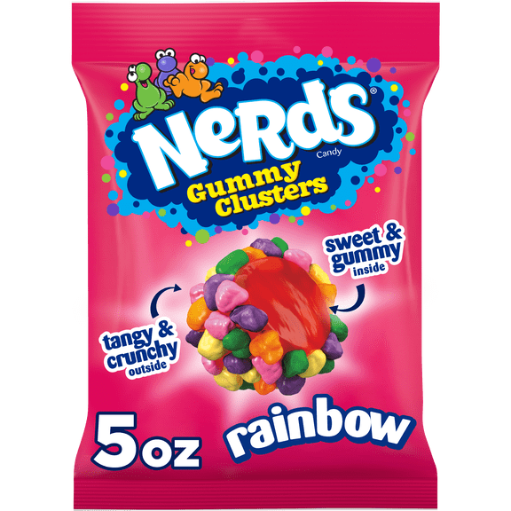 NERDS Gummy Clusters, Candy, Rainbow, Crunchy and Gummy, 5 oz