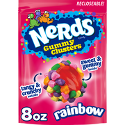 NERDS Gummy Clusters, Candy, Rainbow, Crunchy and Gummy, 8 oz Bag