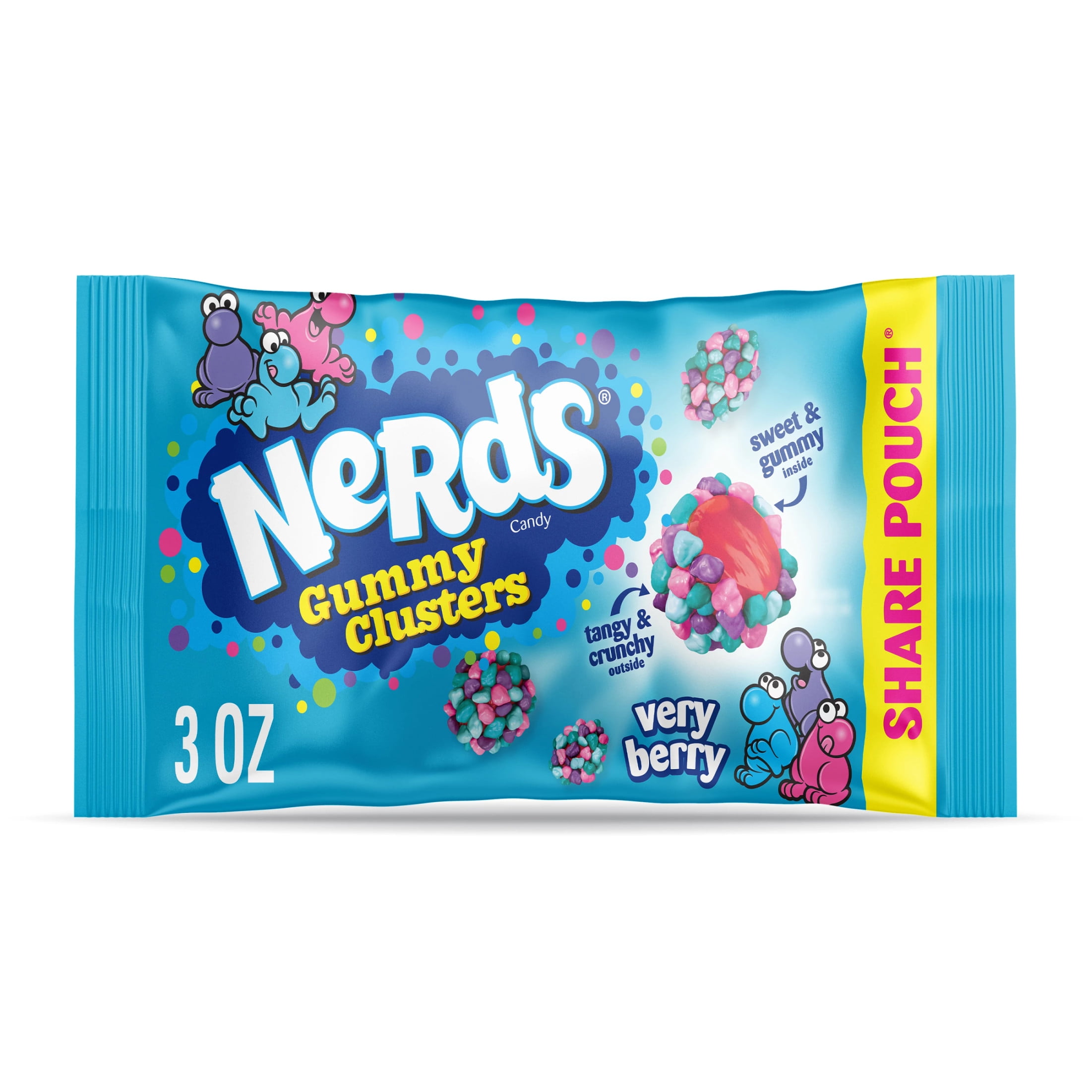 NERDS Gummy Clusters, Candy, Very Berry, Crunchy and Gummy, 3 oz