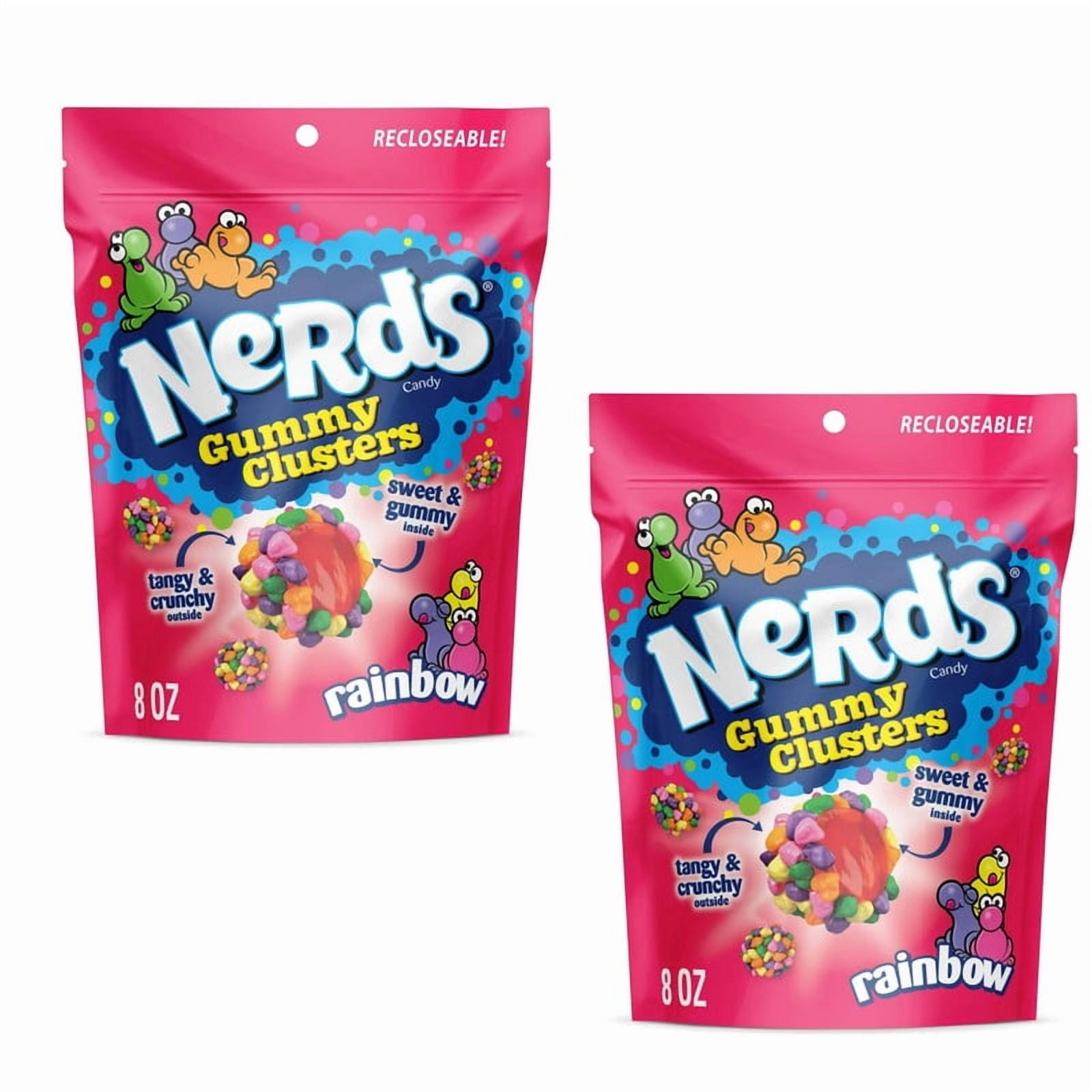 NERDS Gummy Clusters Pack Of 2 Candy, Rainbow, Crunchy and Gummy