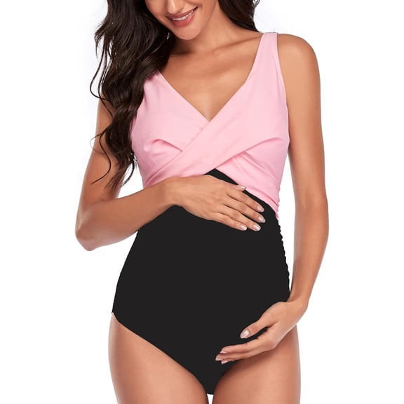 NEREID Maternity One Piece Swimwear Front Cross Pregnancy Swimsuit Bathing Suit Maternity Bikini