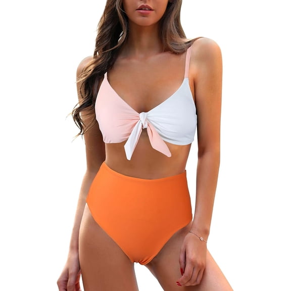 NEREID Women High Waisted Bikini Set Tie Knot High Rise Two Piece Swimsuits Bathing Suits