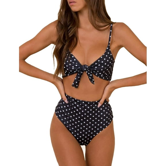 NEREID Women High Waisted Bikini Set Tie Knot High Rise Two Piece Swimsuits Bathing Suits