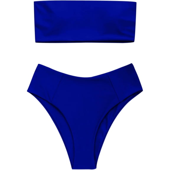 NEREID Women's High Cut Bikini Set Strapless Solid Color 2 Pieces Bathing Suit Swimsuit