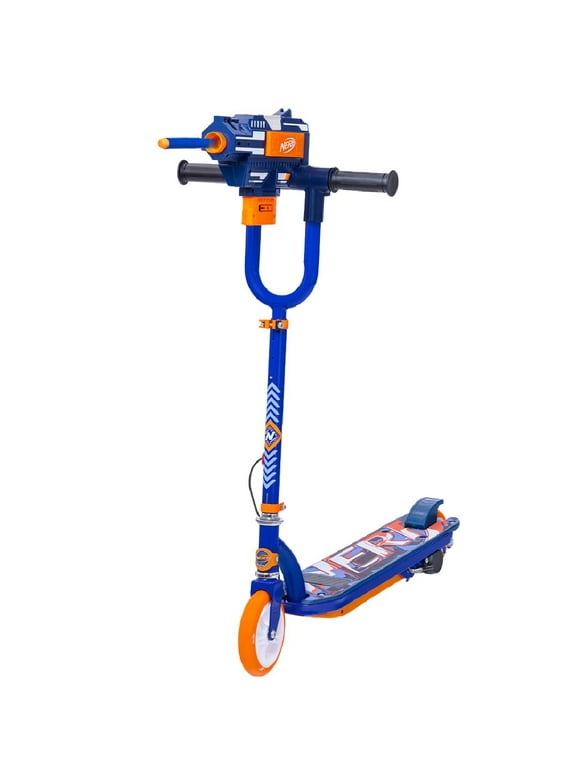 NERF 12 Volt Electric Scooter with Blaster, Foldable Scooter, Kick Scooter for Kids Ages 8 and up