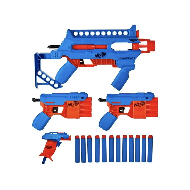 NERF Alpha Strike Blast Kit 4 Guns 12 Elite Bullets Large