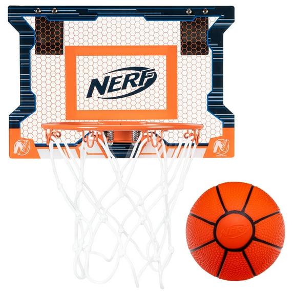 NERF Over the Door Mini Basketball Hoop Set - Pro Hoop Mini Hoop Set with NERF Foam Basketball - Steel Rim Great for Dunking - Perfect Bedroom + Office Accessory Hoop