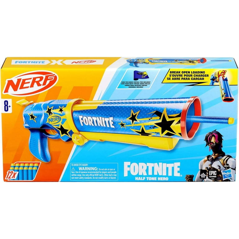 NERF Fortnite Half Tone Hero Dart Blaster Toy (Bonus Code Unlock