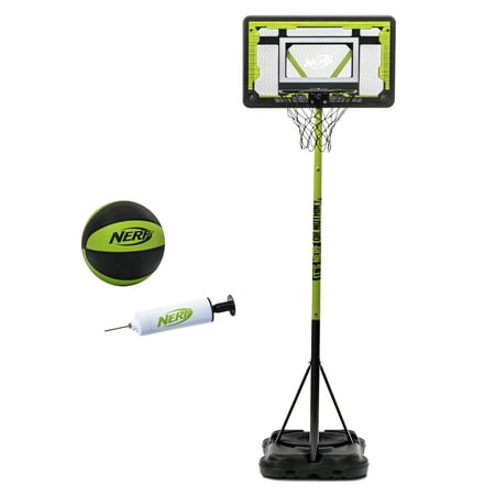 NERF Youth Mini Basketball Hoop - Proshot Indoor + Outdoor Portable Kids Basketball Hoop - Adjustable Height 6.6' to 7.5' - Mini Driveway Hoop - 30" Backboard