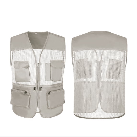 NERIES Summer Fishing Jacket with Front Pockets Multiple Size Zipper Waistcoat Outerwear Vests