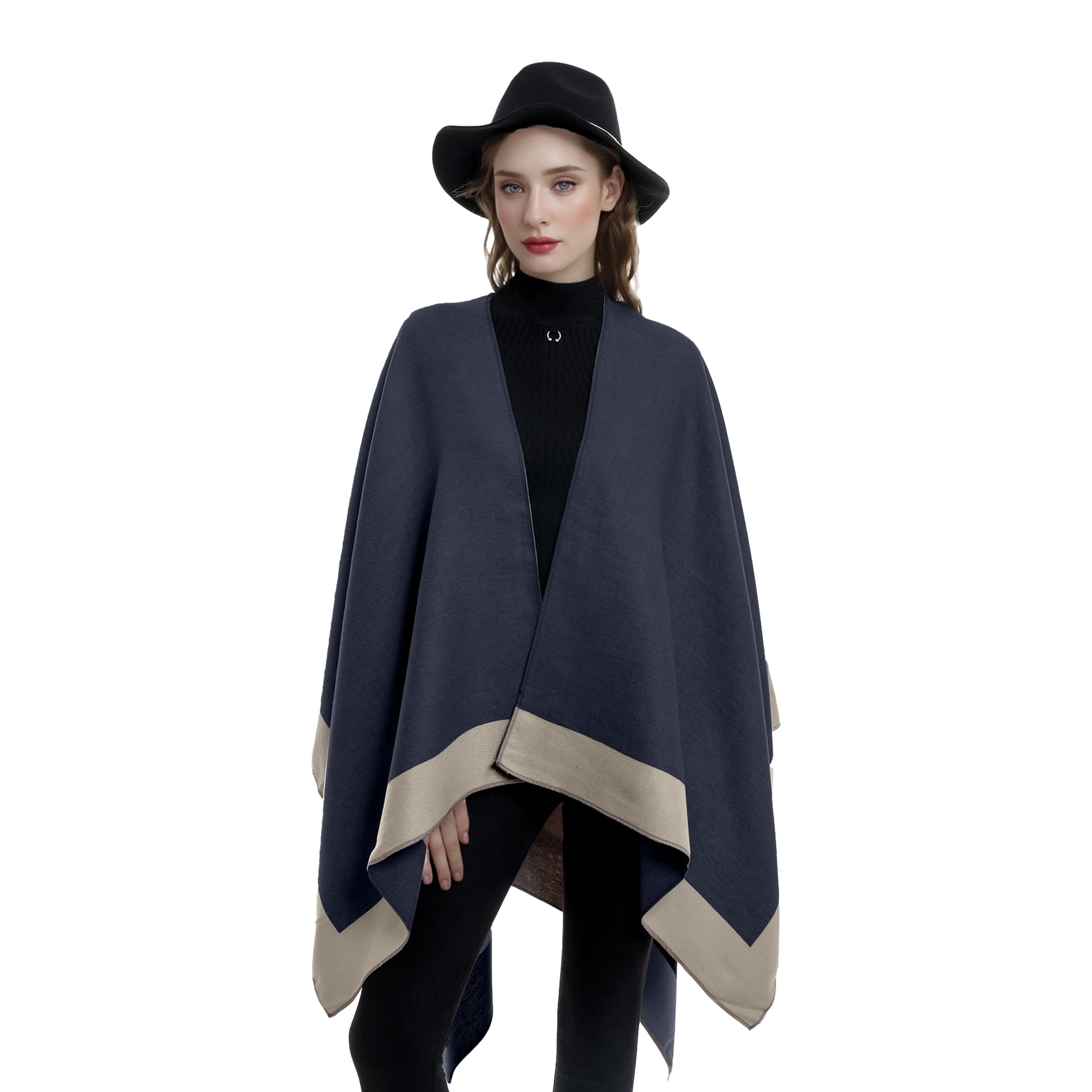 NEROOY Winter Women's Cotton Shawl Wrap Poncho Ruana Cape, Cardigan ...