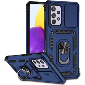 NERRA- Case for A53 5G Case, A53 5G SM-A536U Case with Slide Camera Cover, Built-in 360 Rotate Ring Kickstand Magnetic Shockproof Phone Cover for A53 5G Blue