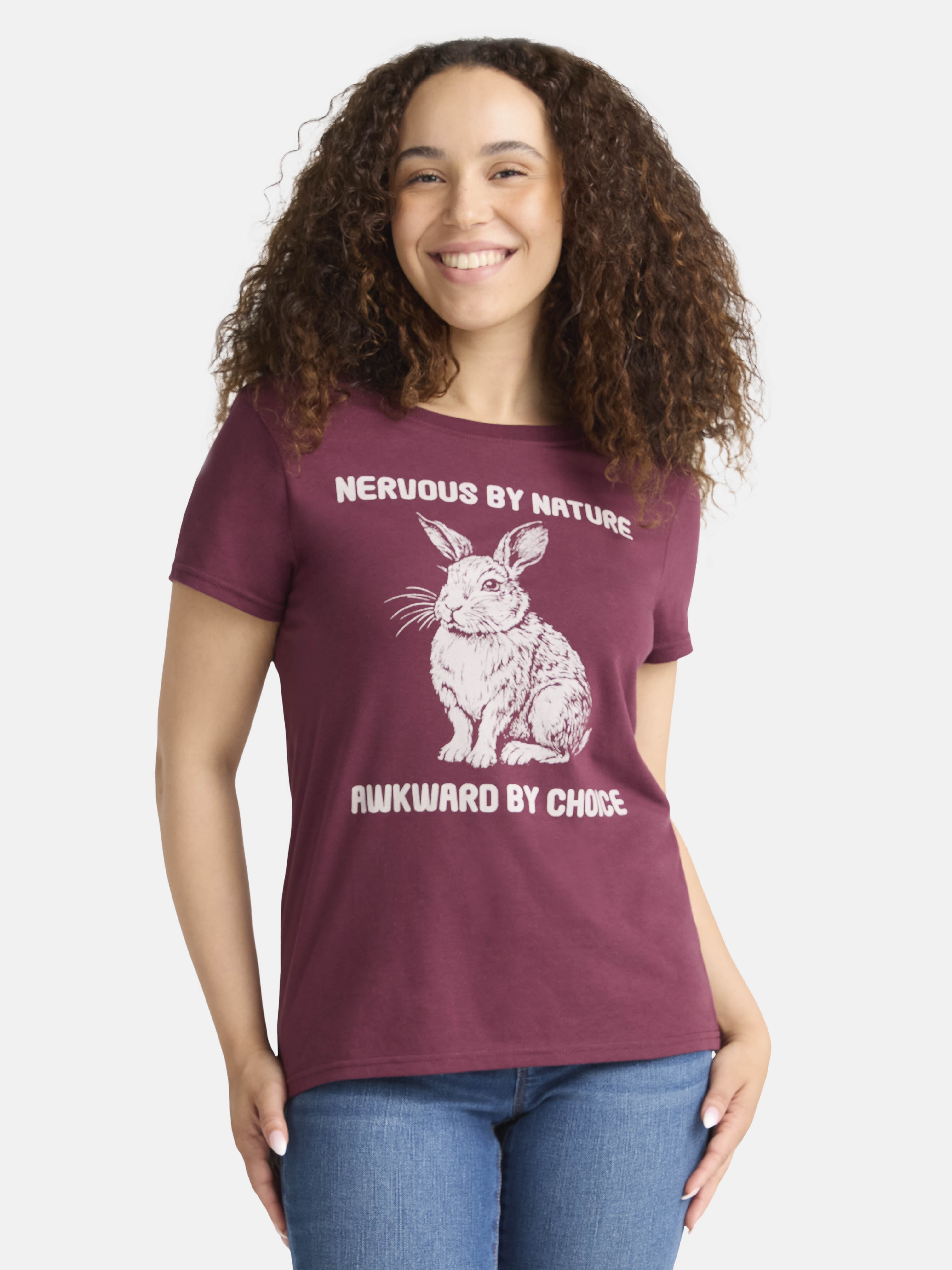 Cactus and Pearl Women's Nervous By Nature Graphic Tee, Sizes XXS-2XL