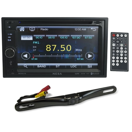 NESA NS-651N Bundle: 6.5 Inch Double DIN DVD Receiver with Bluetooth GPS PhoneLink, Rockville RBC5B Backup Camera with Night Vision, 2-items