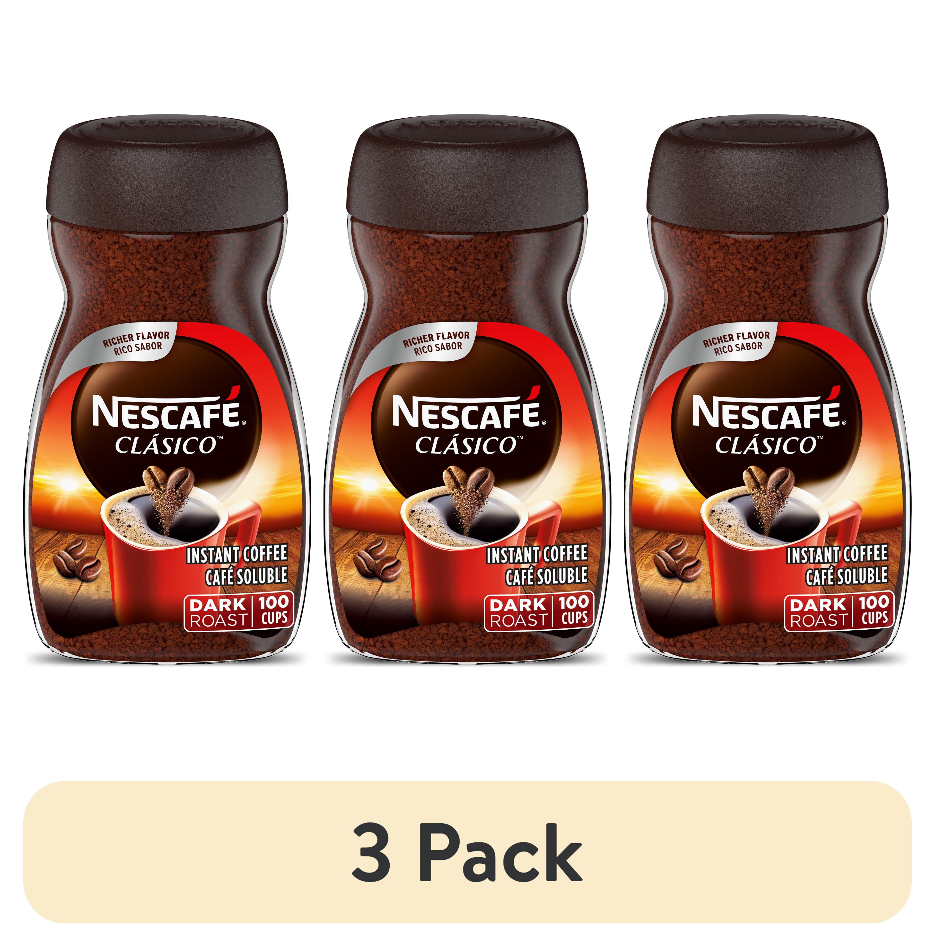 (3 pack) Nescafé Clasico Dark Roast Instant Coffee, Dark Roast, 7 oz