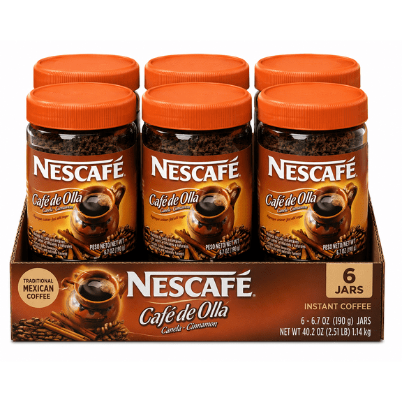 NESCAF Caf de Olla Instant Coffee, 6.7 oz Jars (Pack of 6)