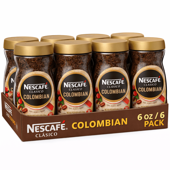 NESCAF Clasico Colombian Instant Coffee 6 oz Jar 6 Pack 100% Arabica Coffee