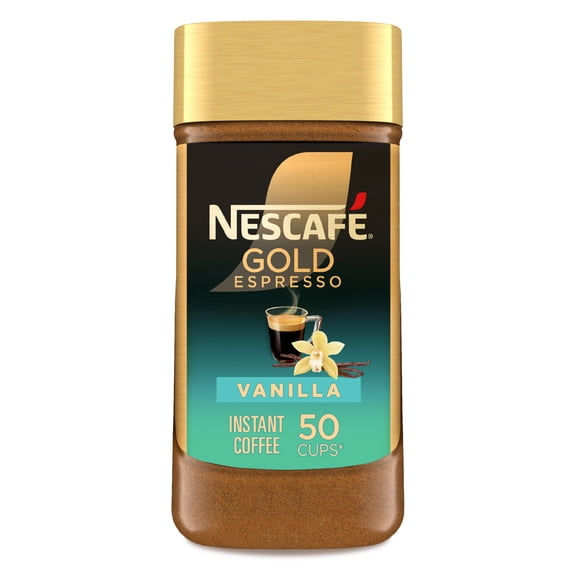 NESCAF Gold Instant Espresso Powder, Vanilla Flavored Instant Coffee, Coffee Essentials, 50 Cups 3.35 oz