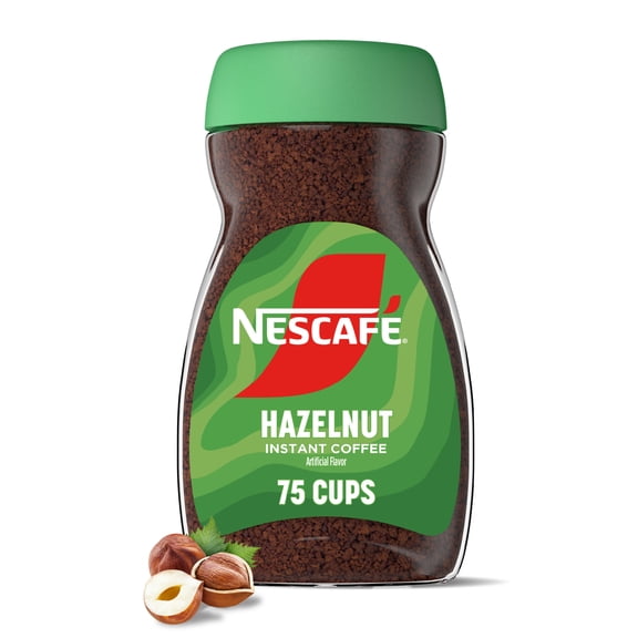 NESCAF Hazelnut Flavored Instant Coffee, Flavored Coffee Powder, 75 Cups 6 oz
