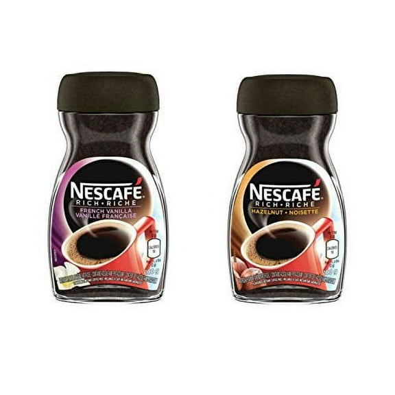 NESCAF Rich Instant Coffee Variety Bundle Includes One NESCAF Rich Hazelnut 100g and One NESCAF Rich French Vanilla 100g
